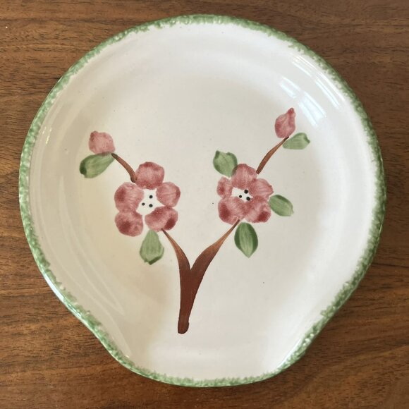 Neher Art Pottery Clay In Motion Spoon Ladle Rest Cherry Blossoms Floral 2005 NW - Picture 1 of 7